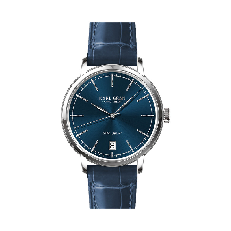 En elegant Karl Gran Väddö Blue,  med naturligt utseende och känsla. Detaljerad utformning med realistiskt bladverk. 